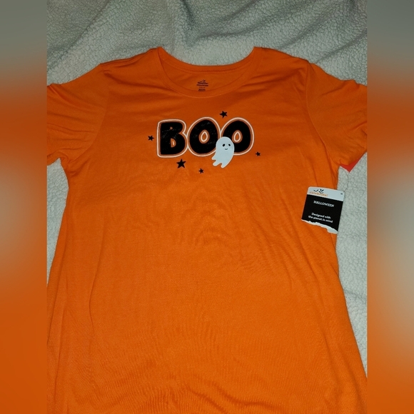 WOMEN’S CELEBRATE HALLOWEEN T SHIRT LARGE 12/14 NWT GHOST BOO - Picture 1 of 5